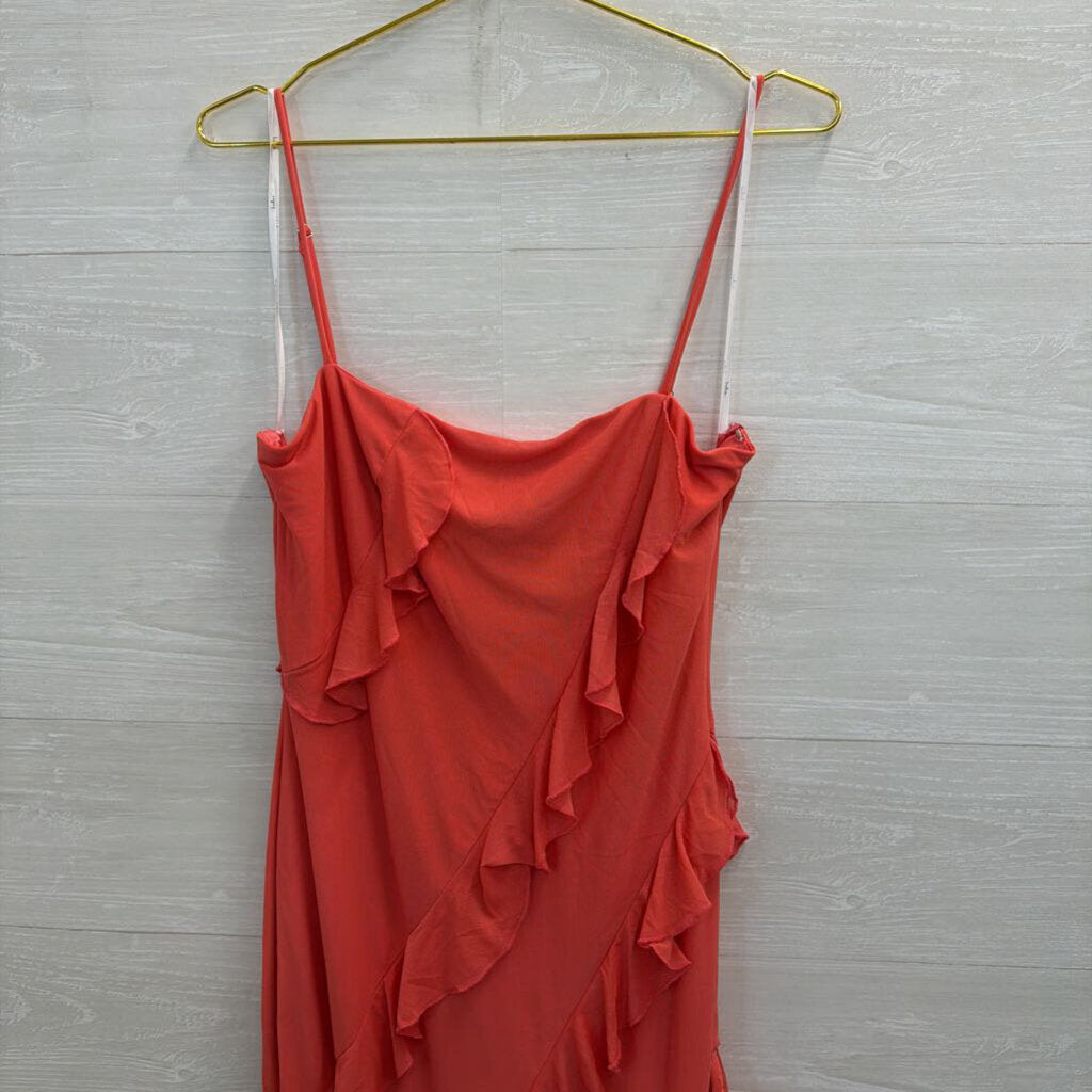 Lulus Coral Ruffle Detail Midi Dress Extra Large