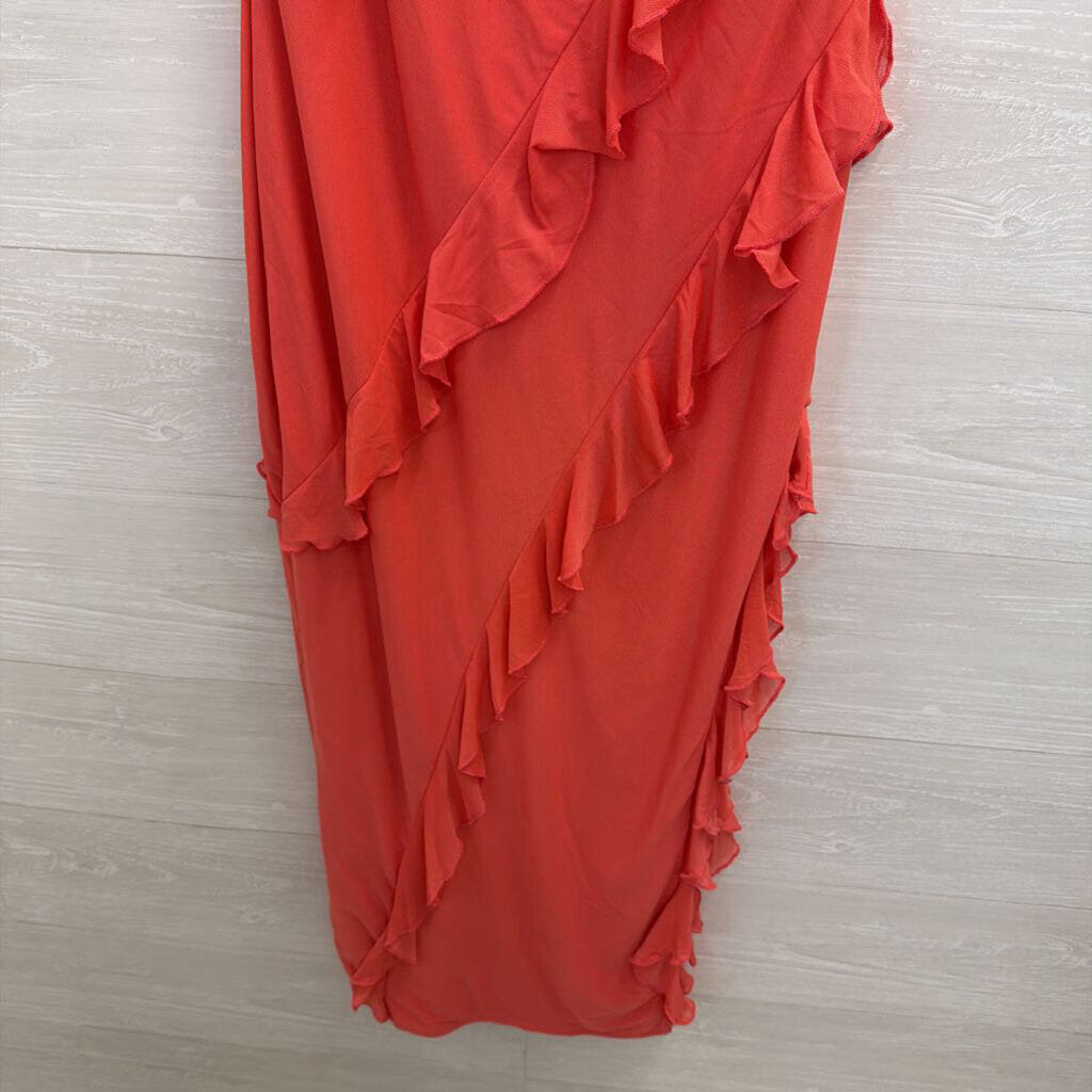 Lulus Coral Ruffle Detail Midi Dress Extra Large