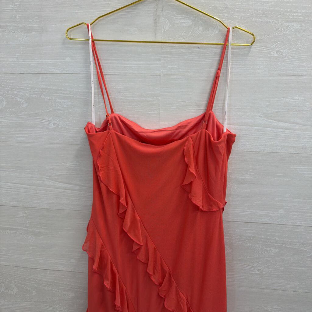 Lulus Coral Ruffle Detail Midi Dress Extra Large