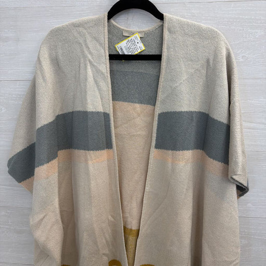 Loft Grey/ Multi Striped Knit Short Sleeve Open Front Sweater Extra Small/ Small