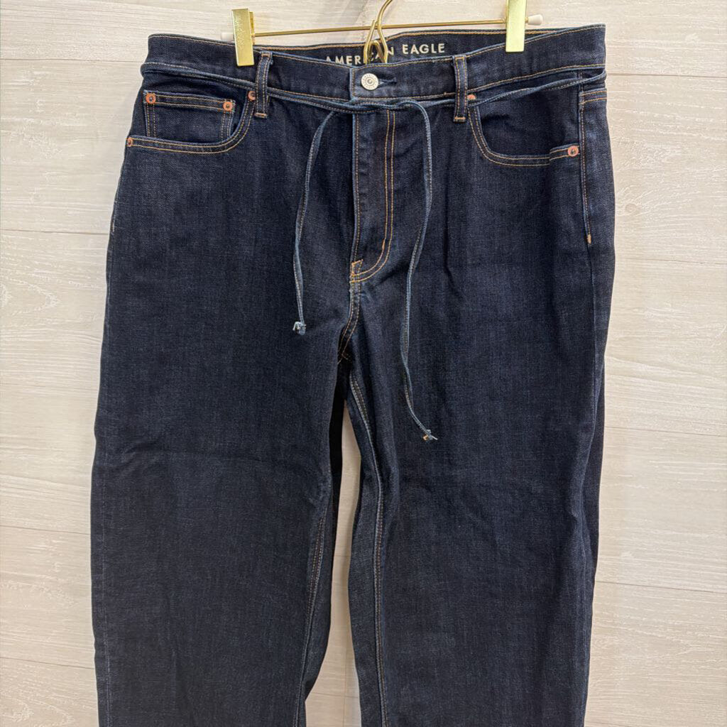 American Eagle Dark Wash Barrel Jeans 12
