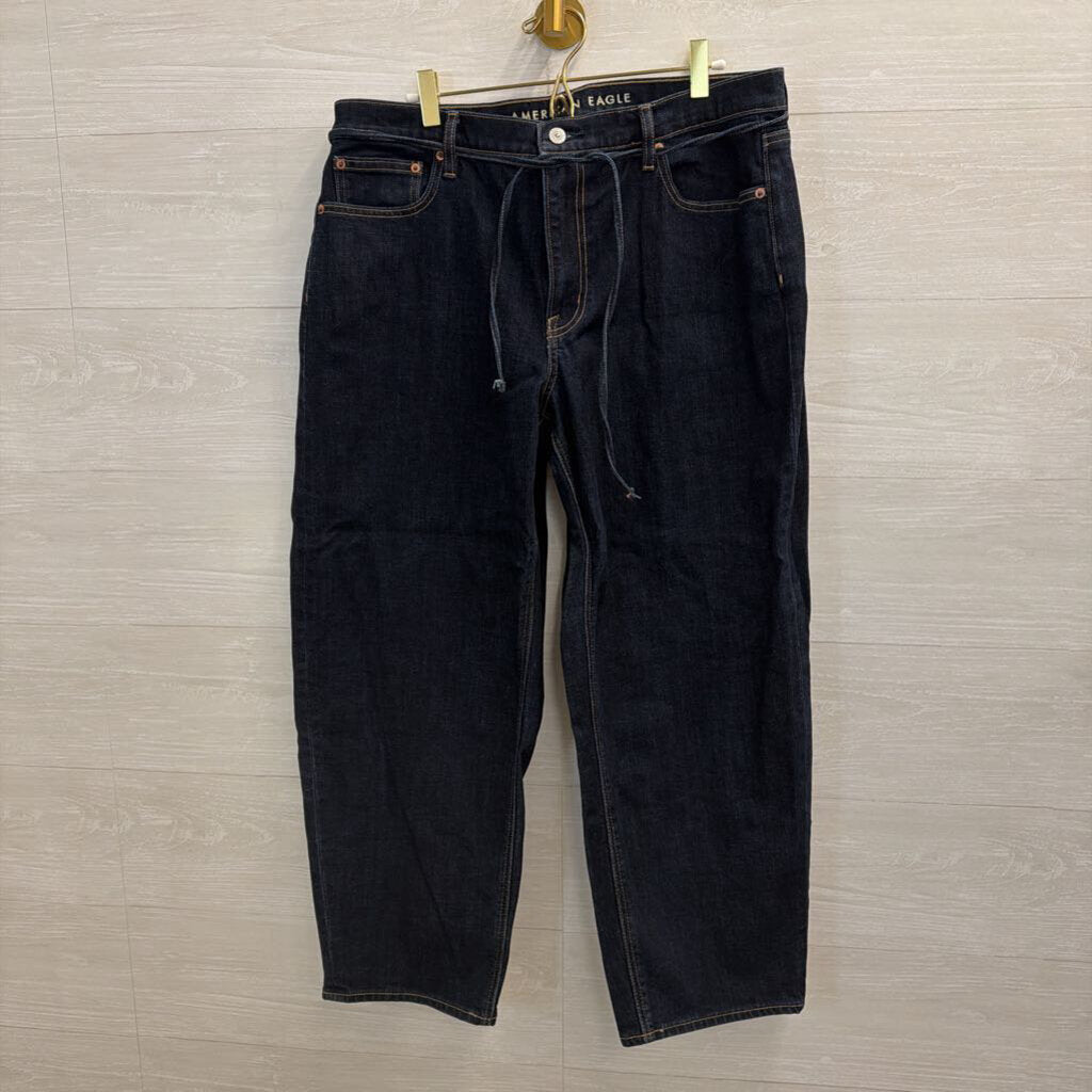 American Eagle Dark Wash Barrel Jeans 12