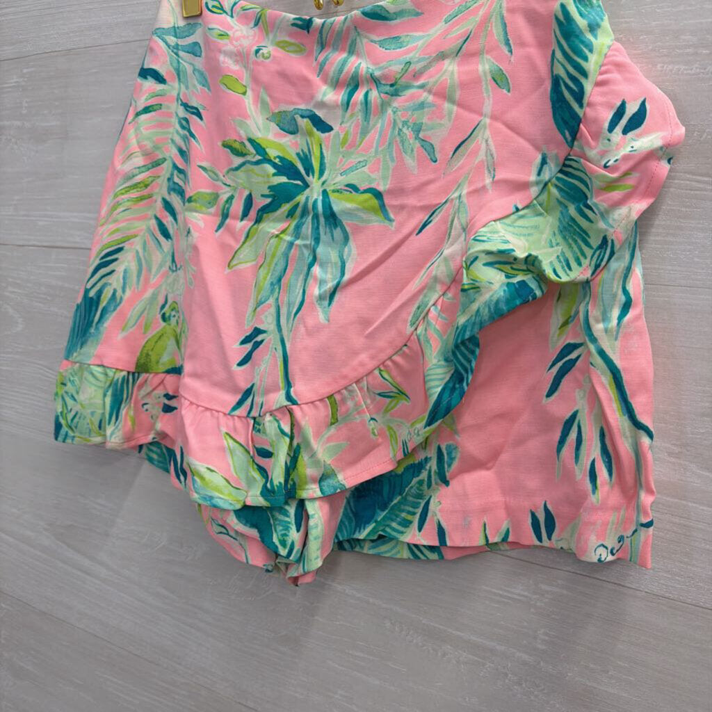 Lilly Pulitzer Pink/ Green Print Ruffle Detail Skort 2