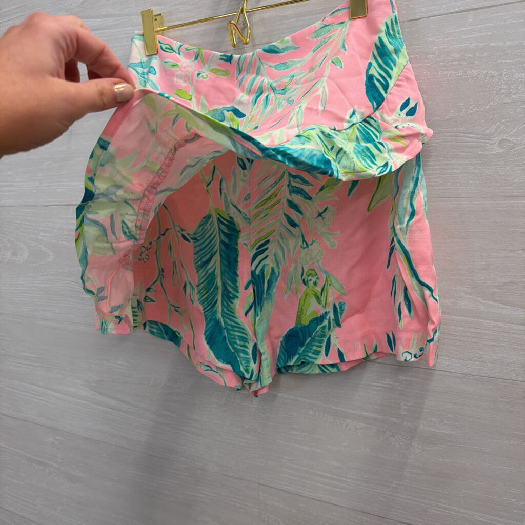 Lilly Pulitzer Pink/ Green Print Ruffle Detail Skort 2