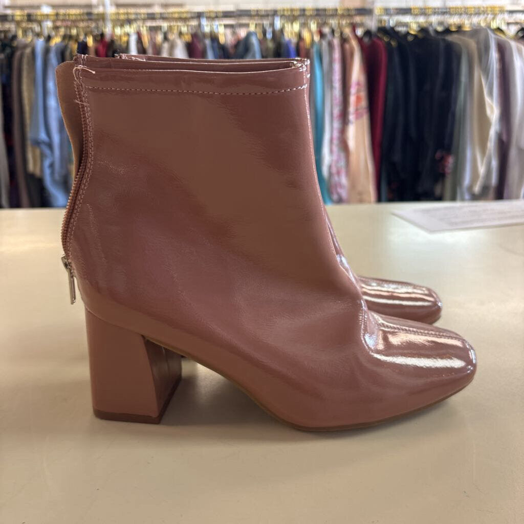 Delicious Brown Patent Leather Ankle Boots 6