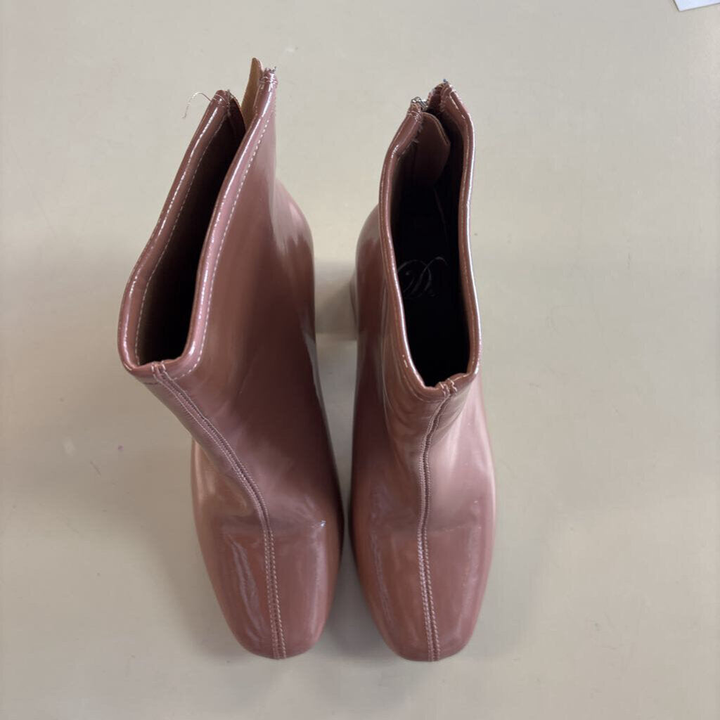 Delicious Brown Patent Leather Ankle Boots 6