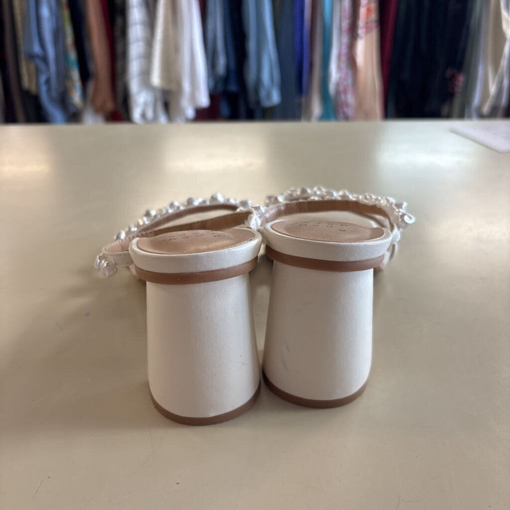 A New Day White Fresh Water Pearl Strap Black Heels 6.5