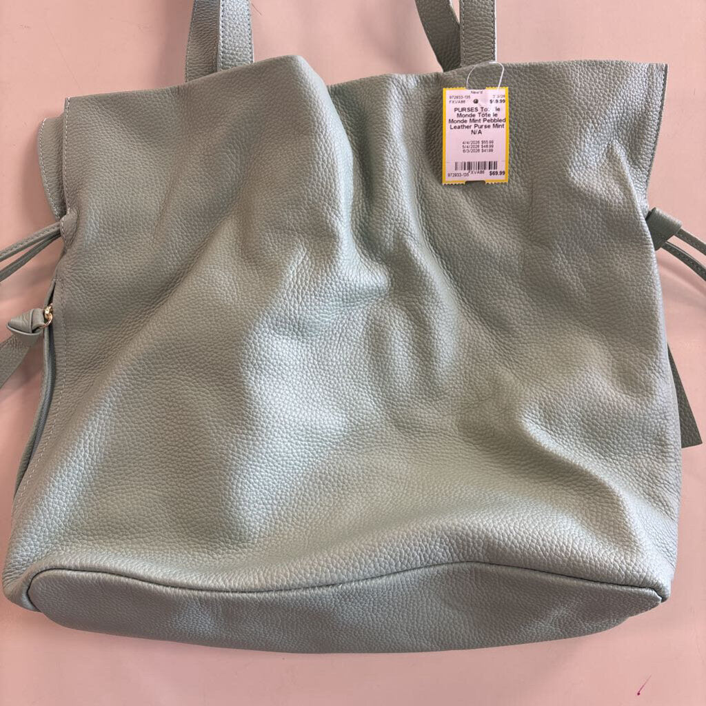 Tote le Monde Mint Pebbled Leather Purse