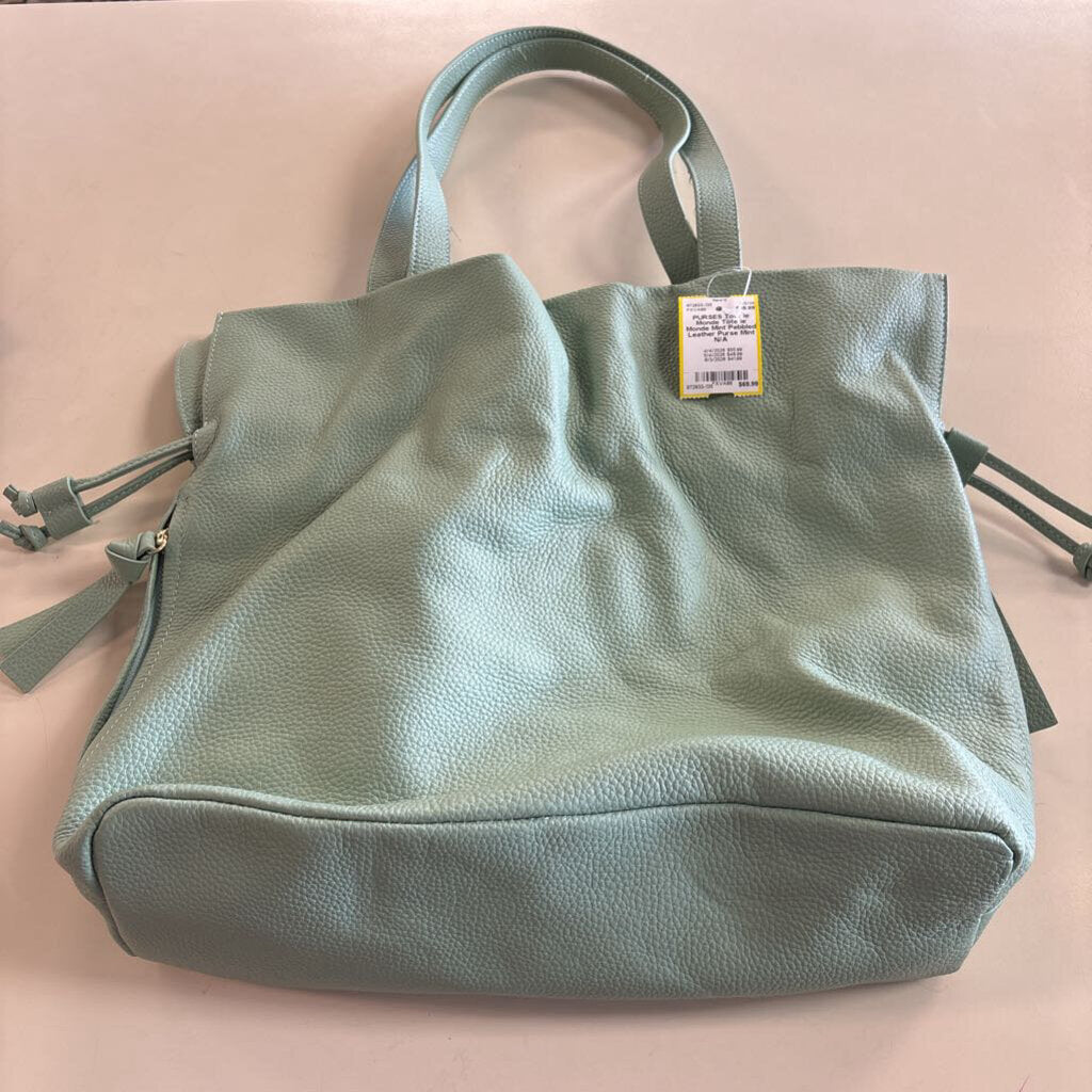 Tote le Monde Mint Pebbled Leather Purse