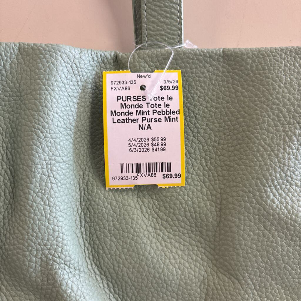 Tote le Monde Mint Pebbled Leather Purse
