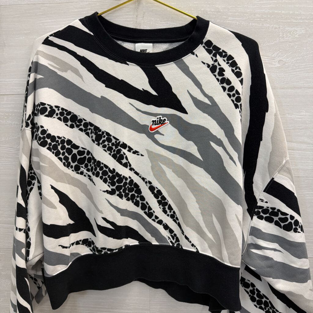 Nike White/ Black Zebra Print Pullover Small