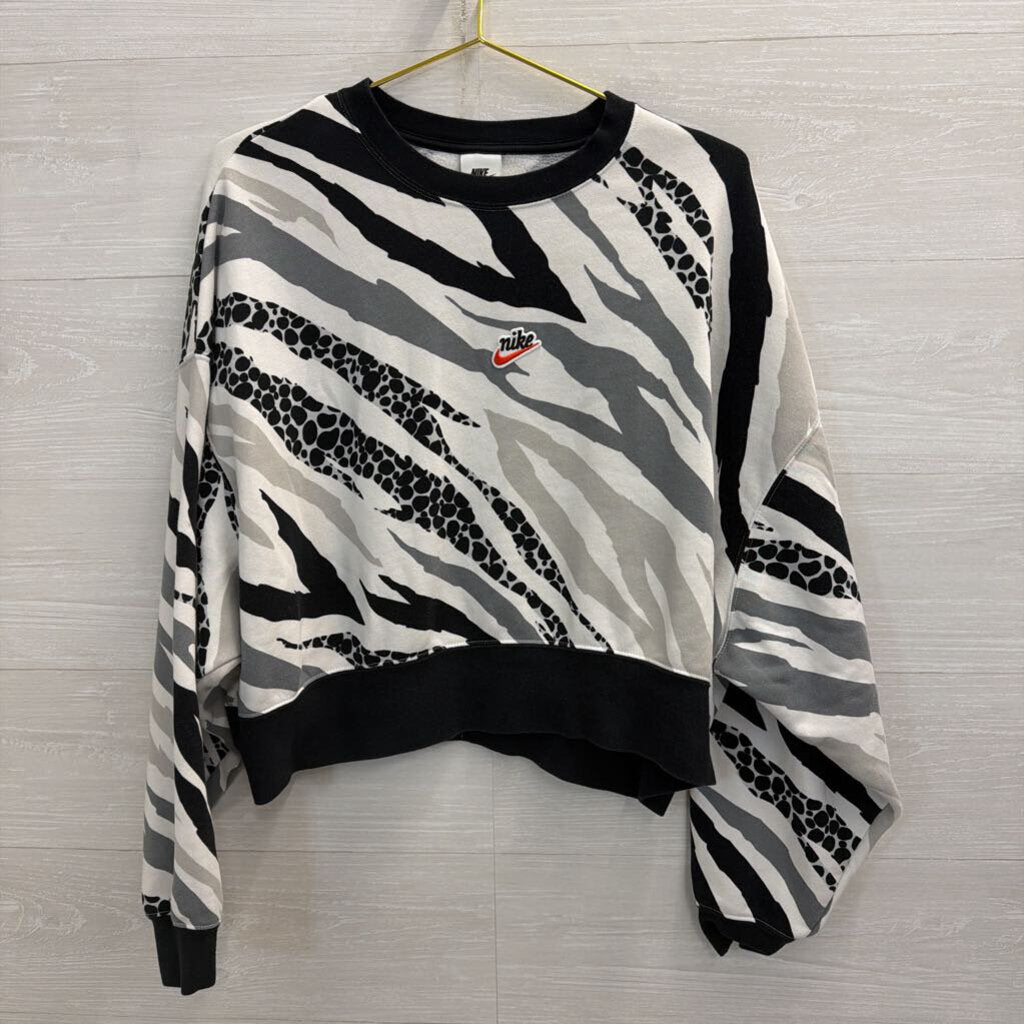 Nike White/ Black Zebra Print Pullover Small