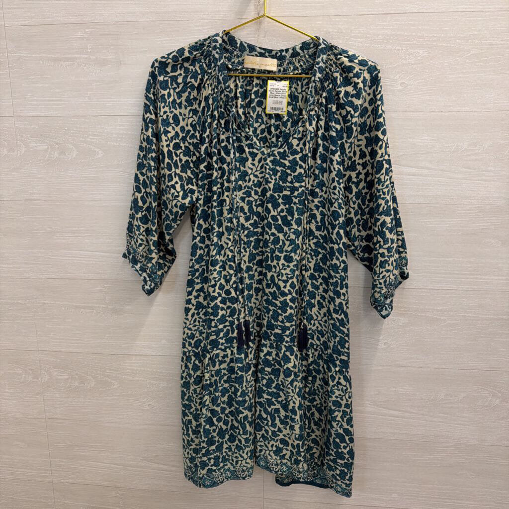 Natalie Martin Blue/ White Print Long Sleeve Dress Small