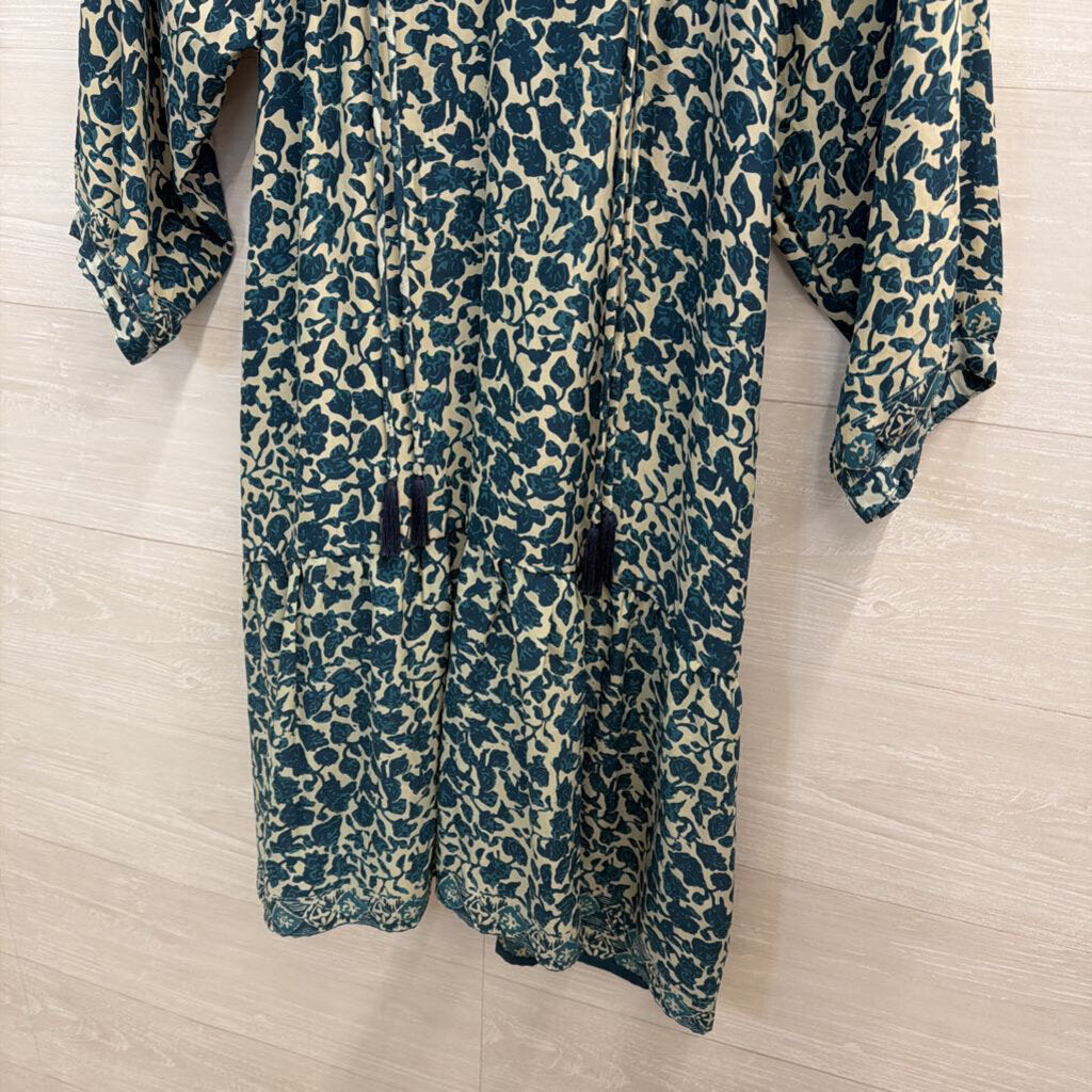 Natalie Martin Blue/ White Print Long Sleeve Dress Small