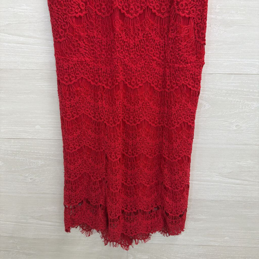 Intimately Free People Red Lace High Neck Dress Small