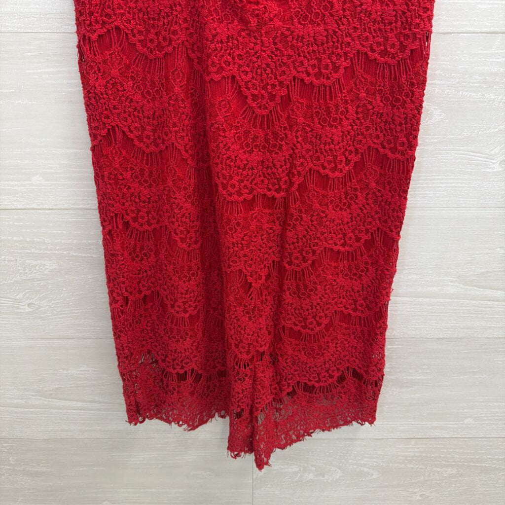 Intimately Free People Red Lace High Neck Dress Small