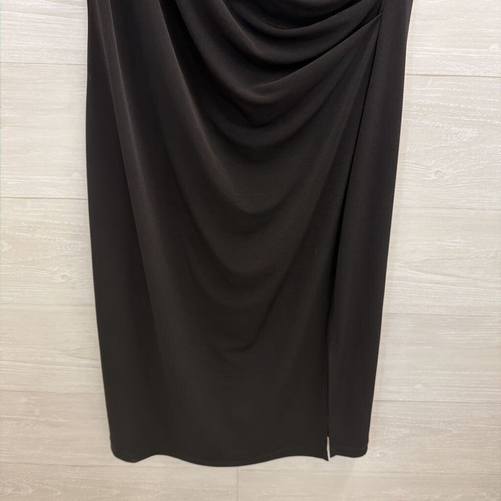 Clara Sun Woo Black Ruched Detail Sleeveless Dress Medium