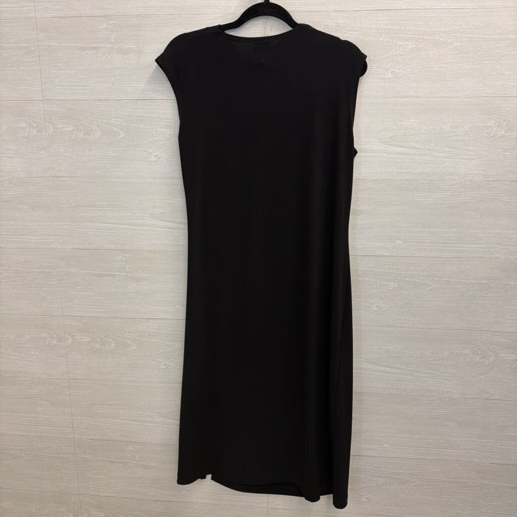 Clara Sun Woo Black Ruched Detail Sleeveless Dress Medium