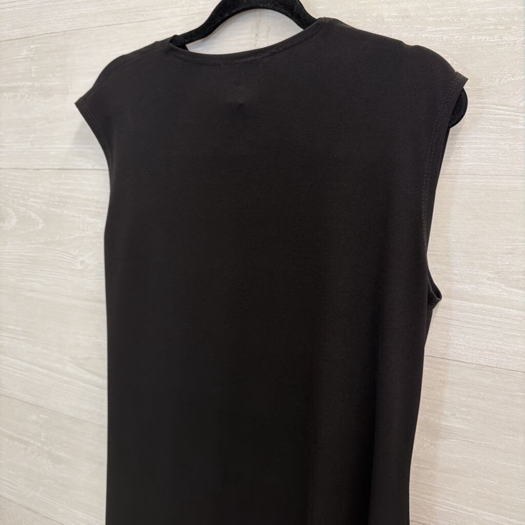 Clara Sun Woo Black Ruched Detail Sleeveless Dress Medium