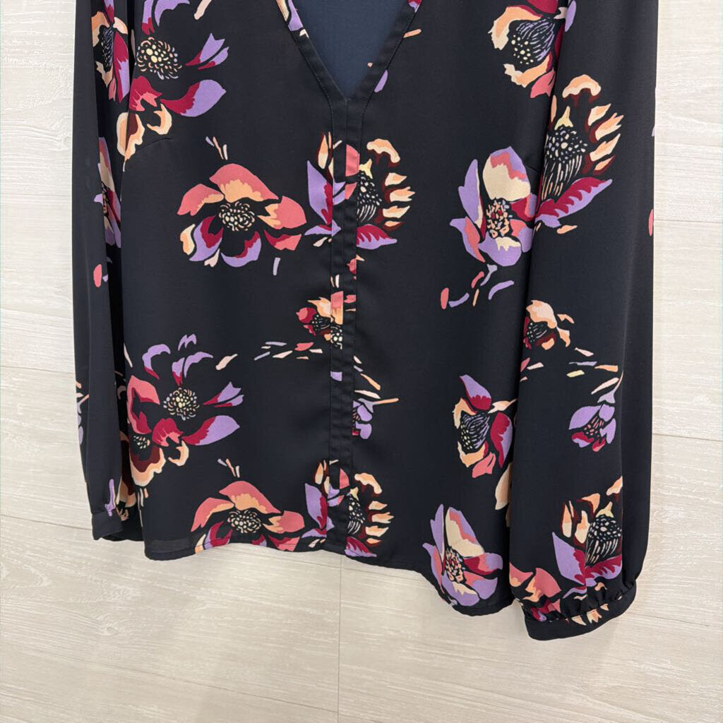 J Crew Black/ Multi Print Long Sleeve Top 10