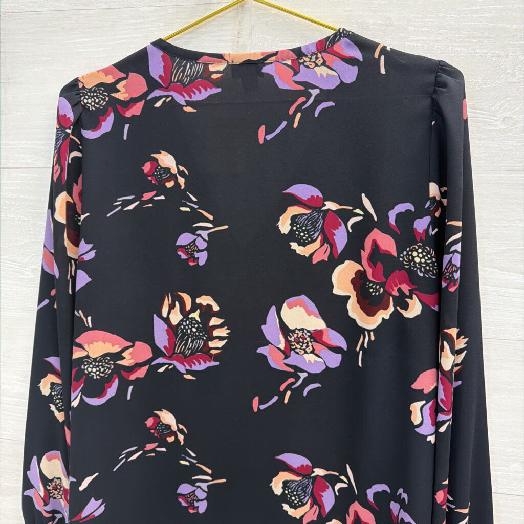 J Crew Black/ Multi Print Long Sleeve Top 10