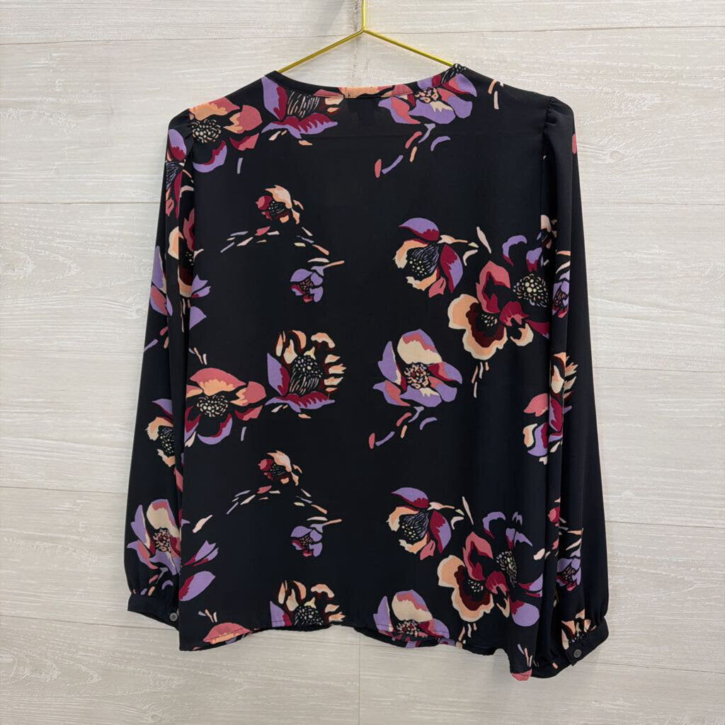 J Crew Black/ Multi Print Long Sleeve Top 10