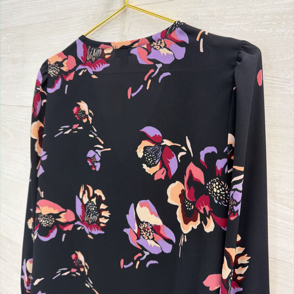 J Crew Black/ Multi Print Long Sleeve Top 10