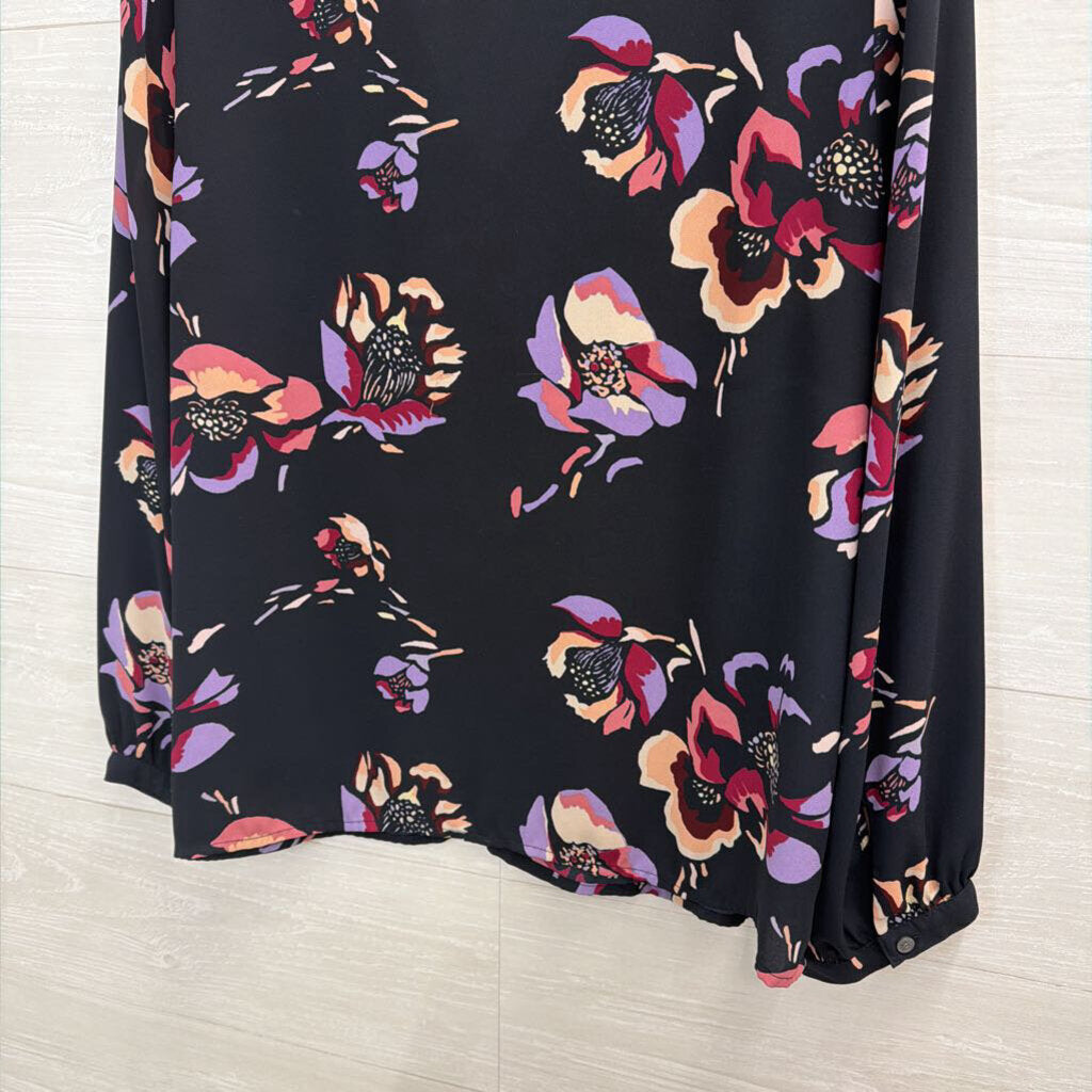 J Crew Black/ Multi Print Long Sleeve Top 10