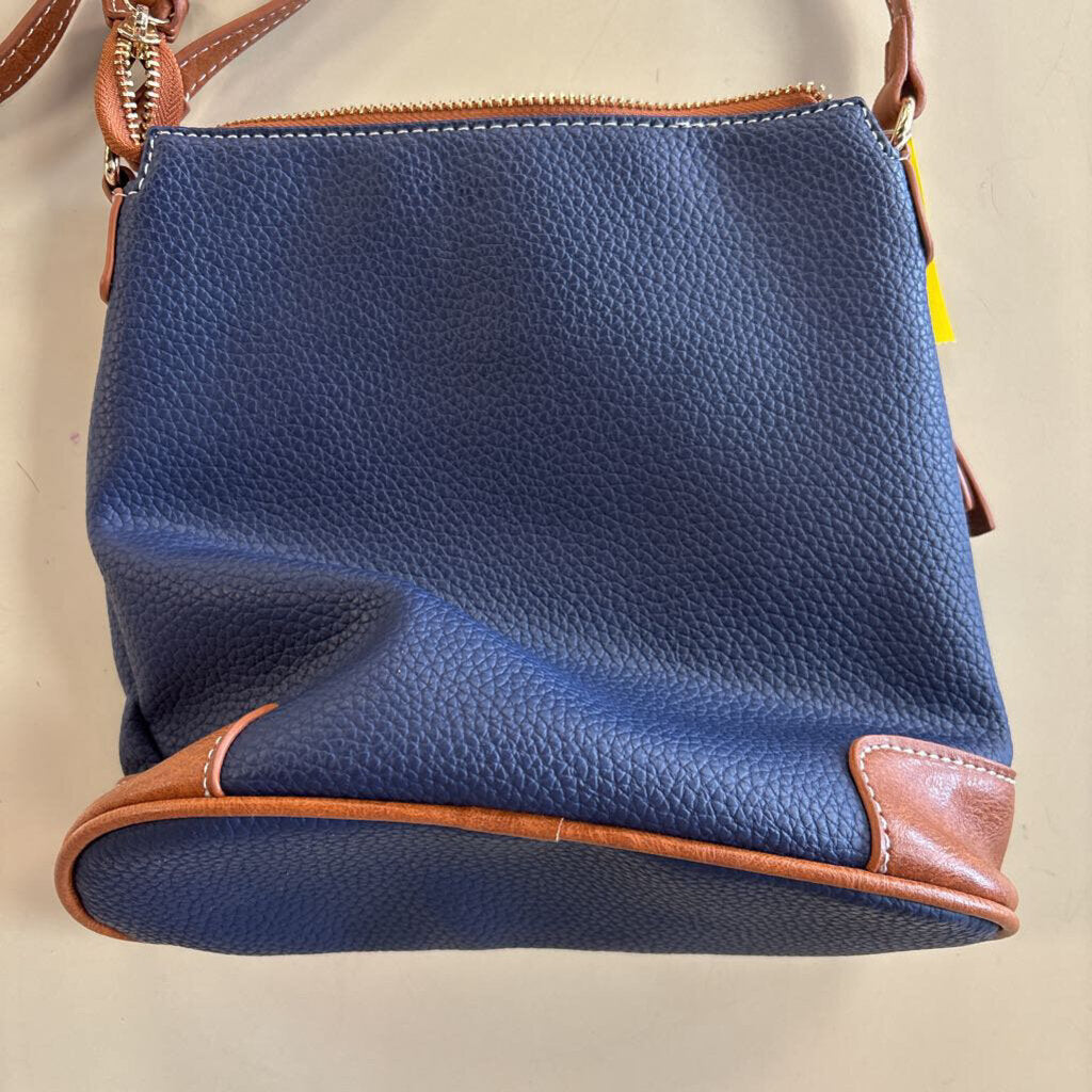 Navy/ Brown Leather Crossbody Purse