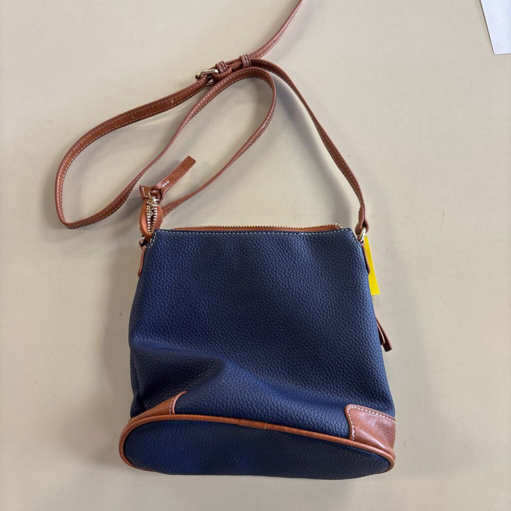 Navy/ Brown Leather Crossbody Purse