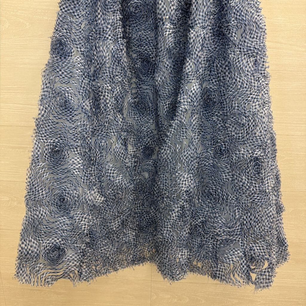 Carlisle Collection Blue Textured Gingham Rosette Midi Skirt 6