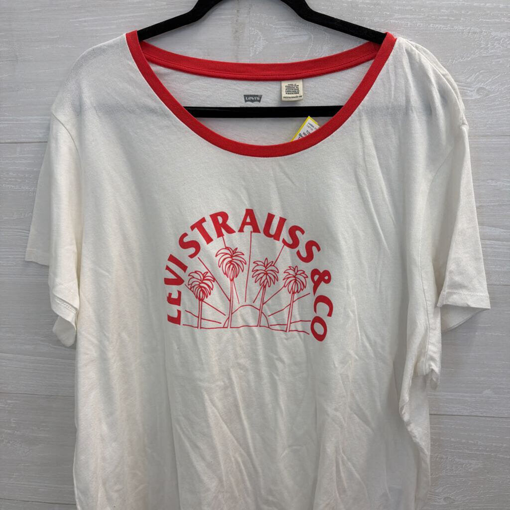 Levi White/ Red Short Sleeve Logo Graphic Tee 3X