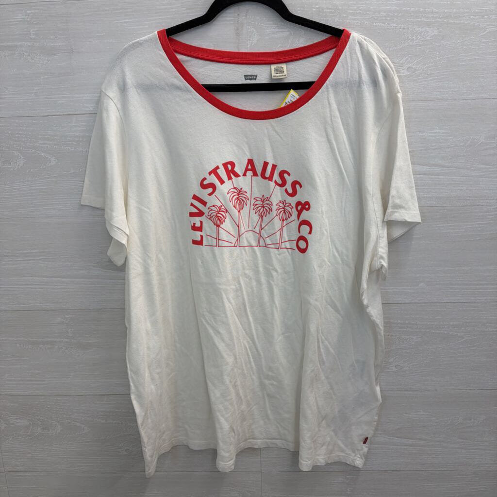 Levi White/ Red Short Sleeve Logo Graphic Tee 3X
