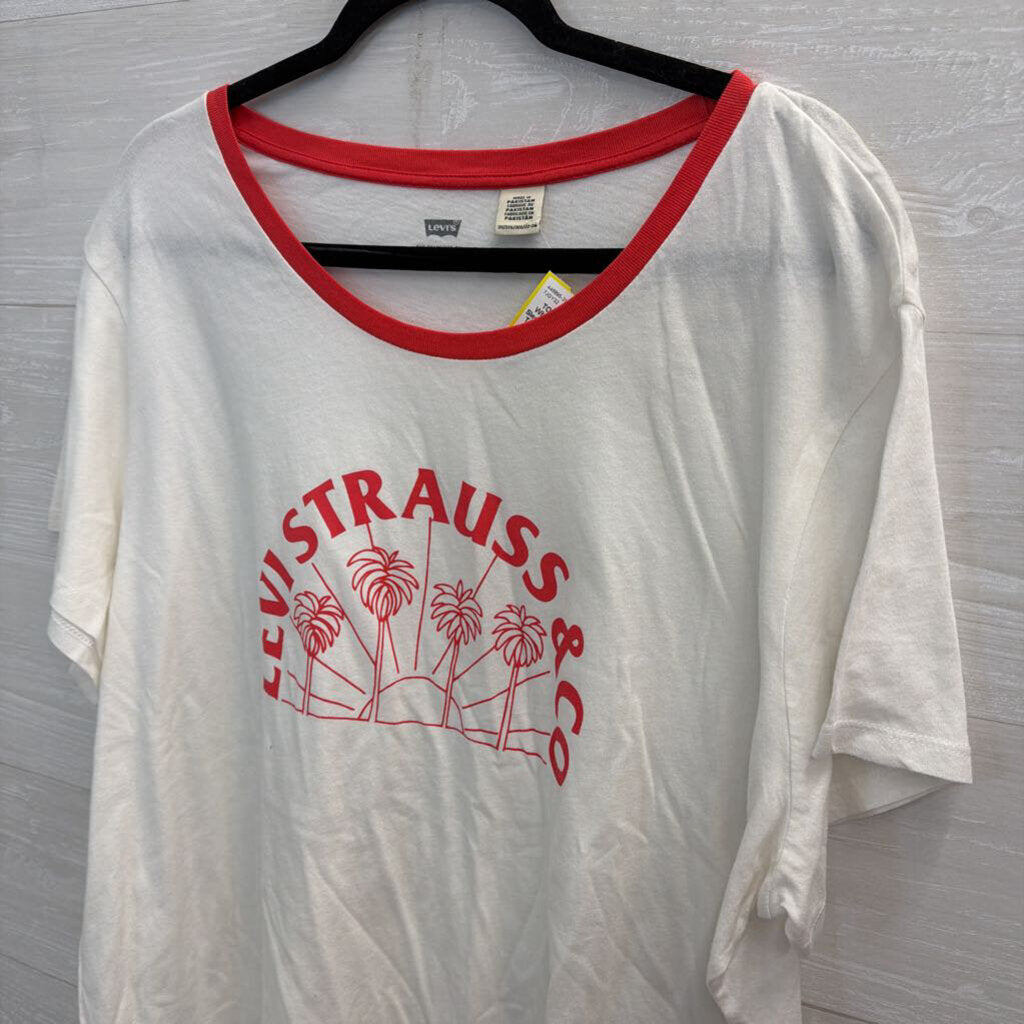 Levi White/ Red Short Sleeve Logo Graphic Tee 3X