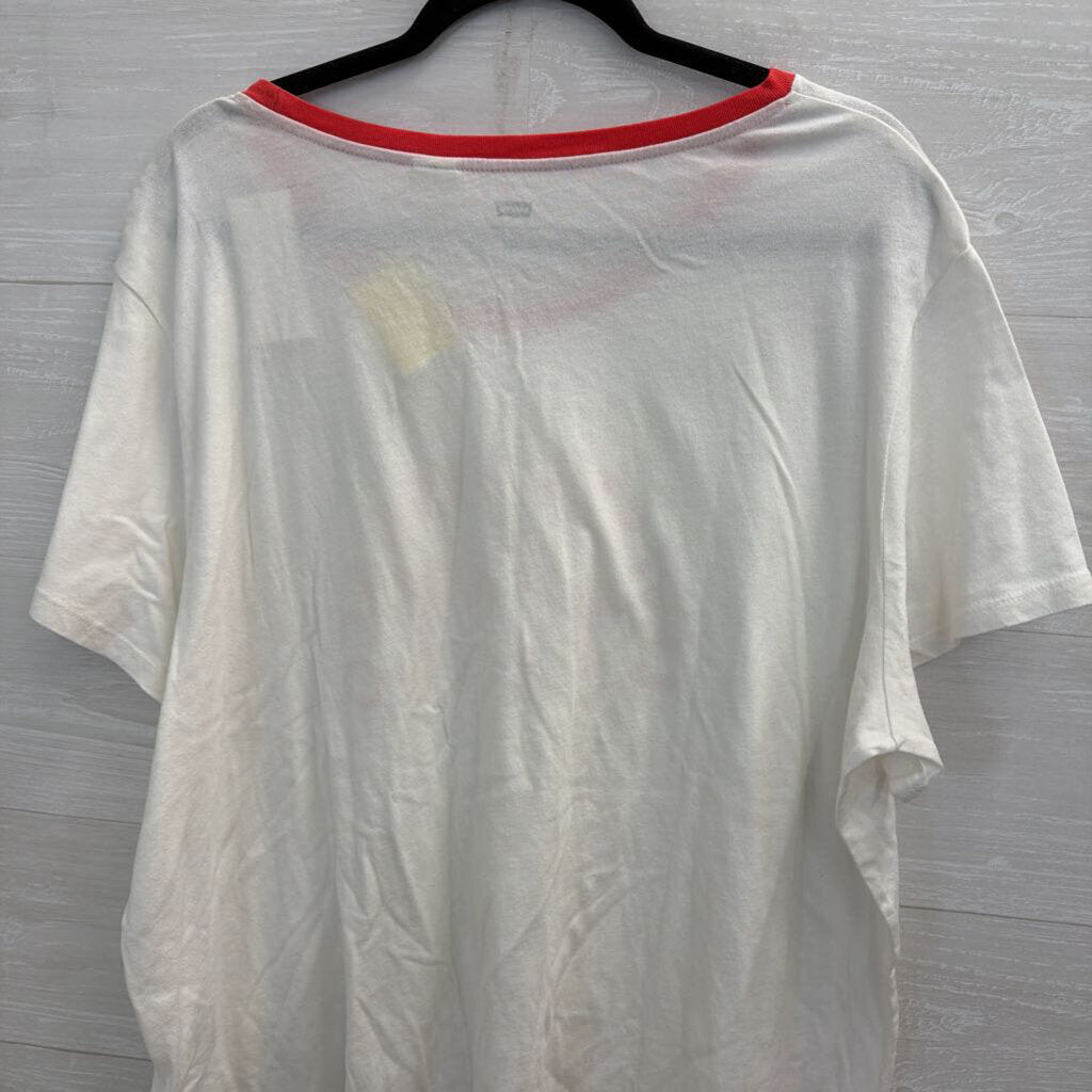 Levi White/ Red Short Sleeve Logo Graphic Tee 3X