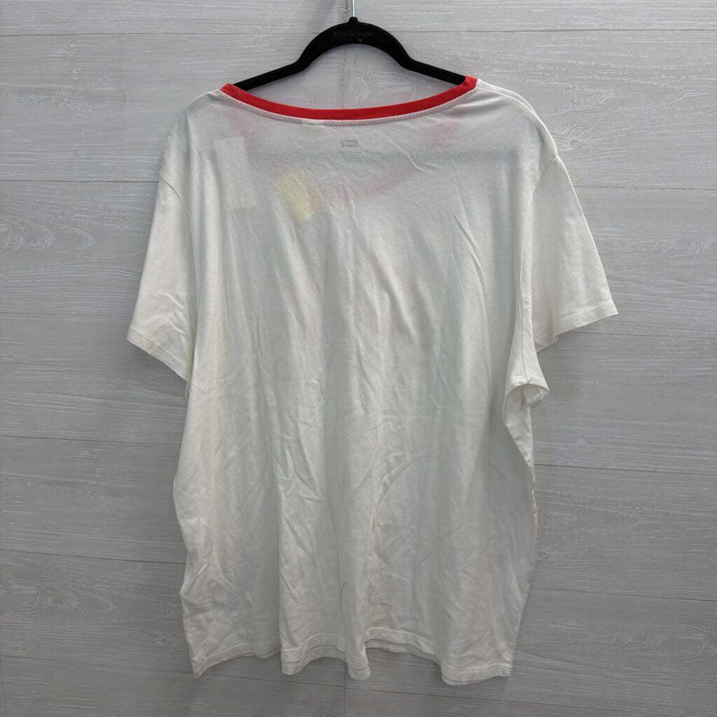 Levi White/ Red Short Sleeve Logo Graphic Tee 3X