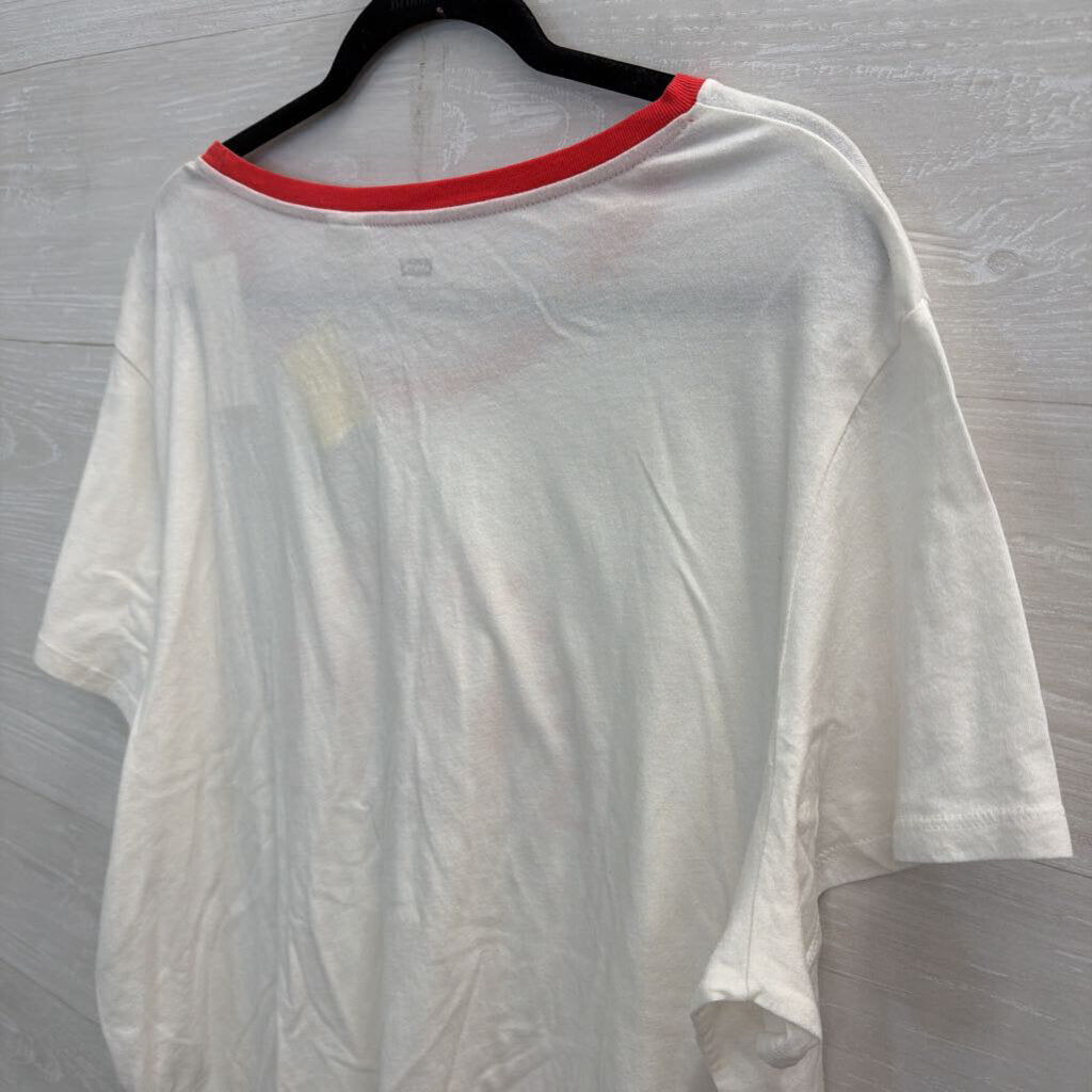 Levi White/ Red Short Sleeve Logo Graphic Tee 3X