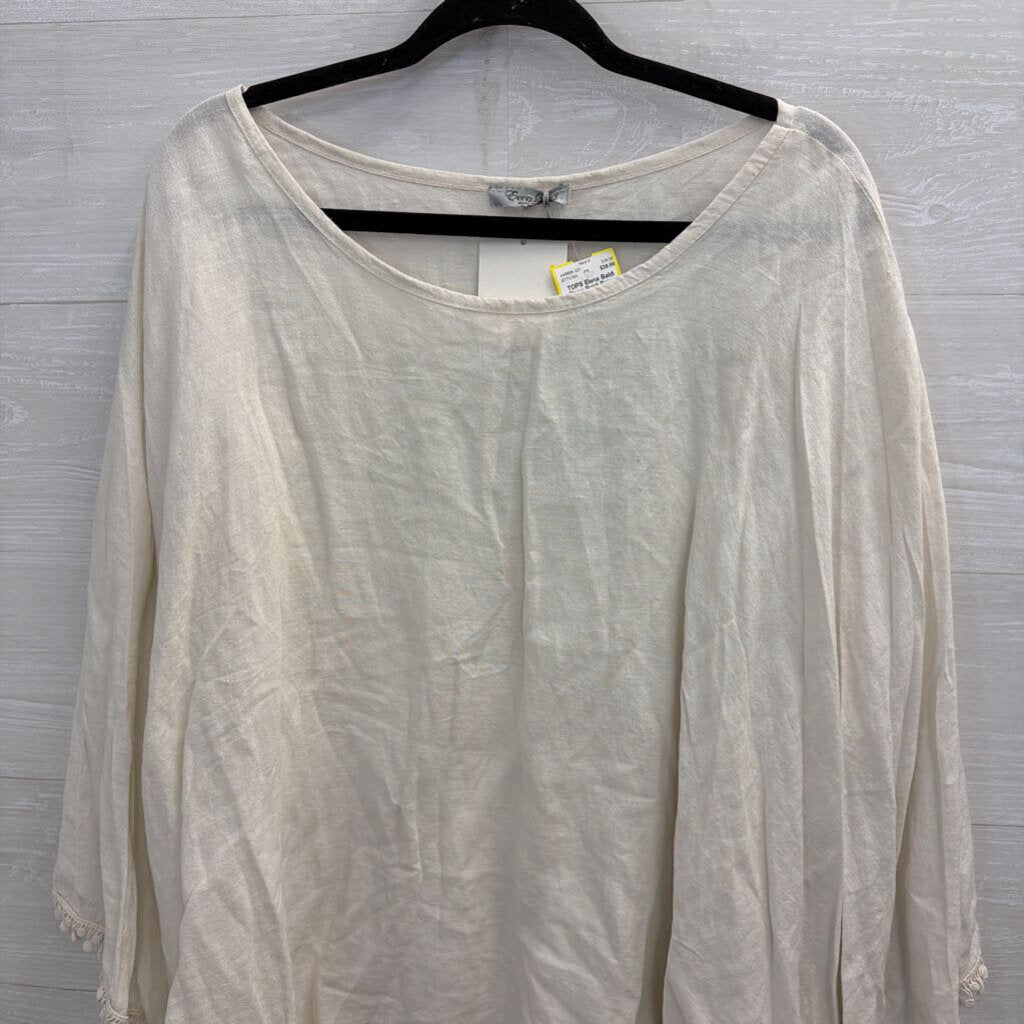 Elena Baldi Beige 100% Linen Poncho Top One Size