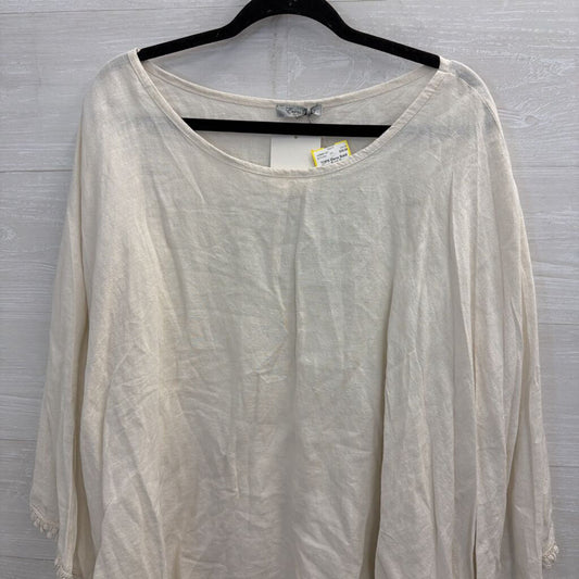 Elena Baldi Beige 100% Linen Poncho Top One Size