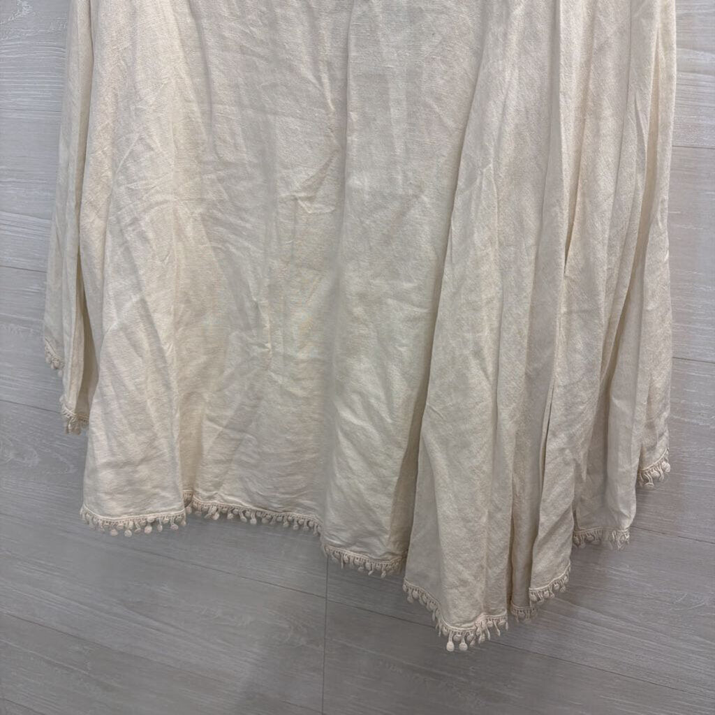 Elena Baldi Beige 100% Linen Poncho Top One Size