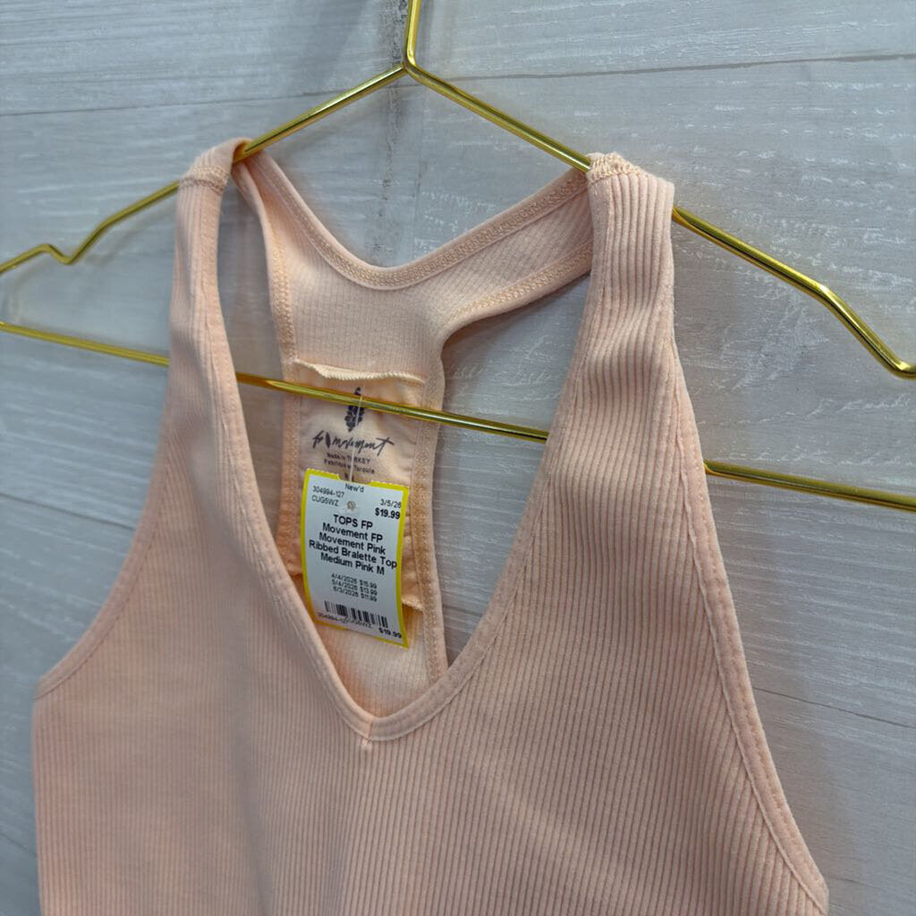 FP Movement Pink Ribbed Bralette Top Medium