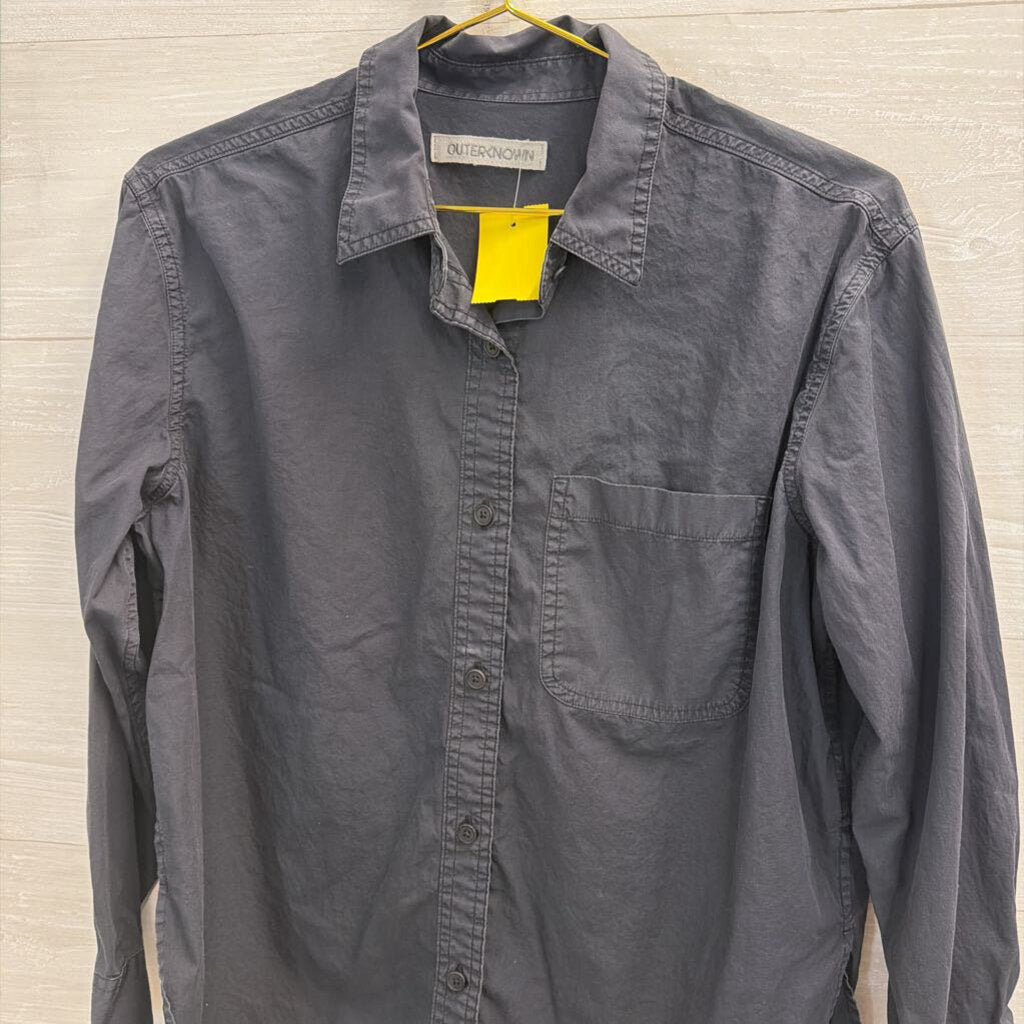 Outer Known Navy Long Sleeve Button Down Top Small