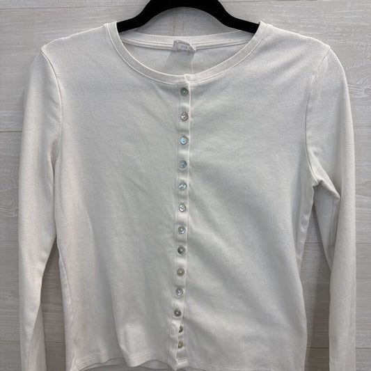 Cotton On White Long Sleeve Button Front Top Large