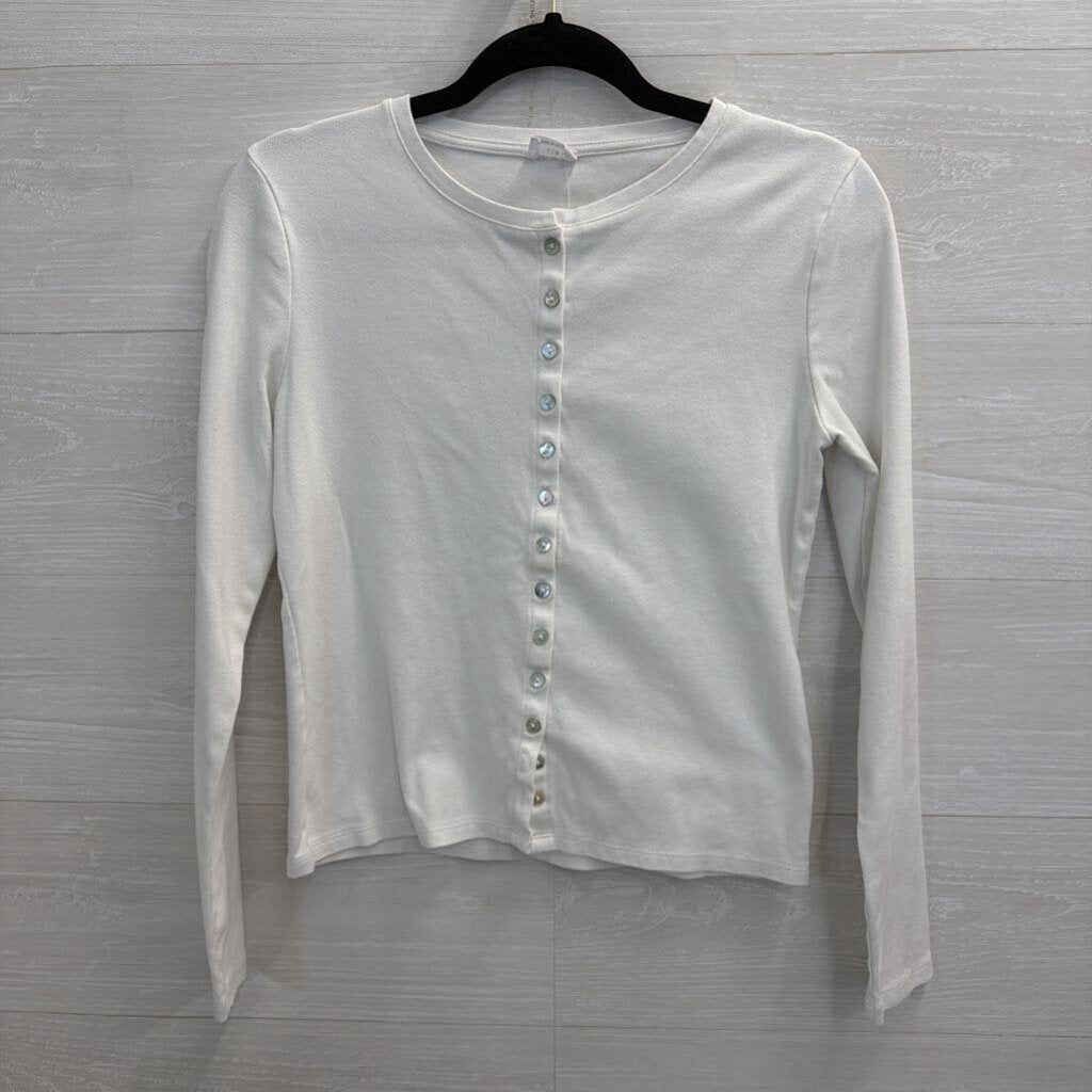 Cotton On White Long Sleeve Button Front Top Large