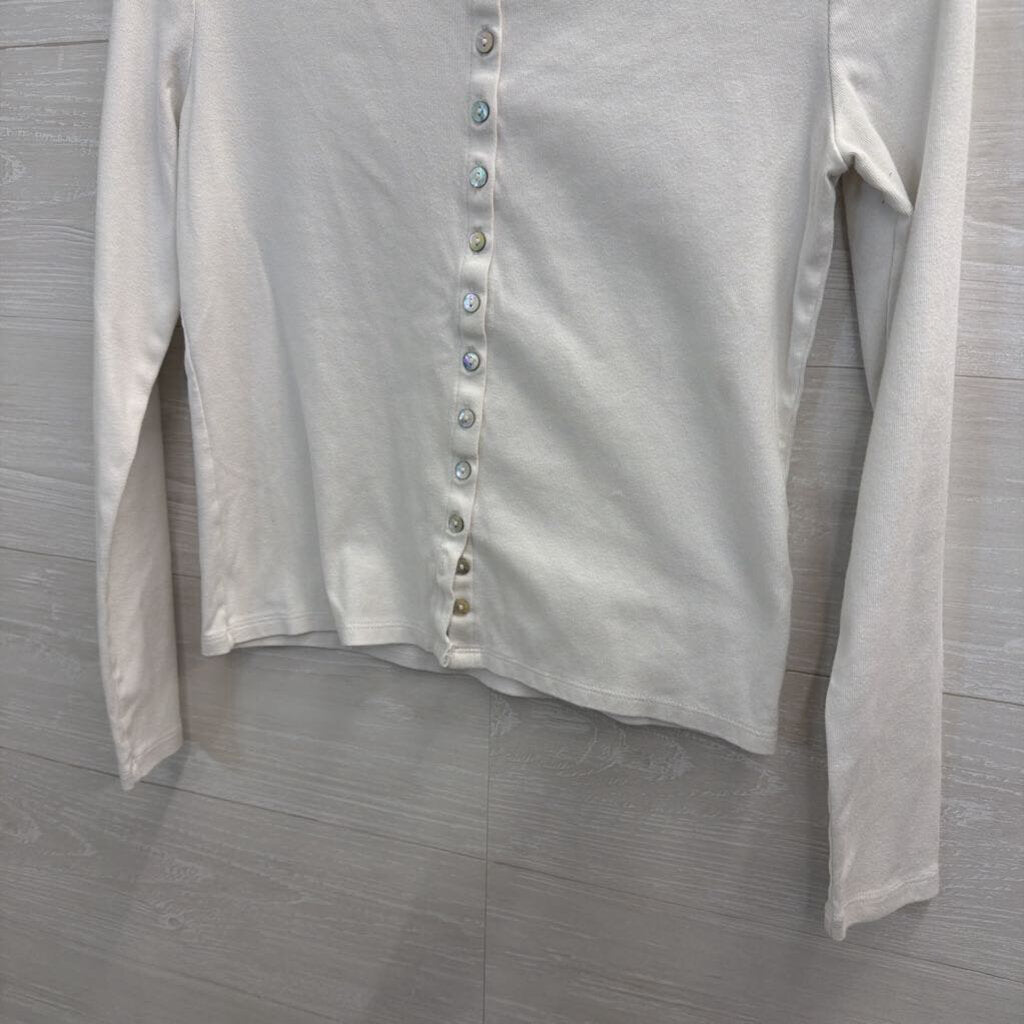 Cotton On White Long Sleeve Button Front Top Large