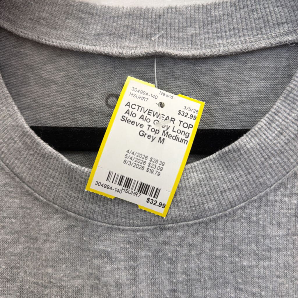 Alo Grey Long Sleeve Top Medium