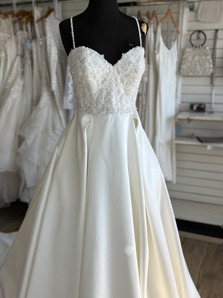 Jasmine Beaded Top Sateen Twill Wedding Dress 12