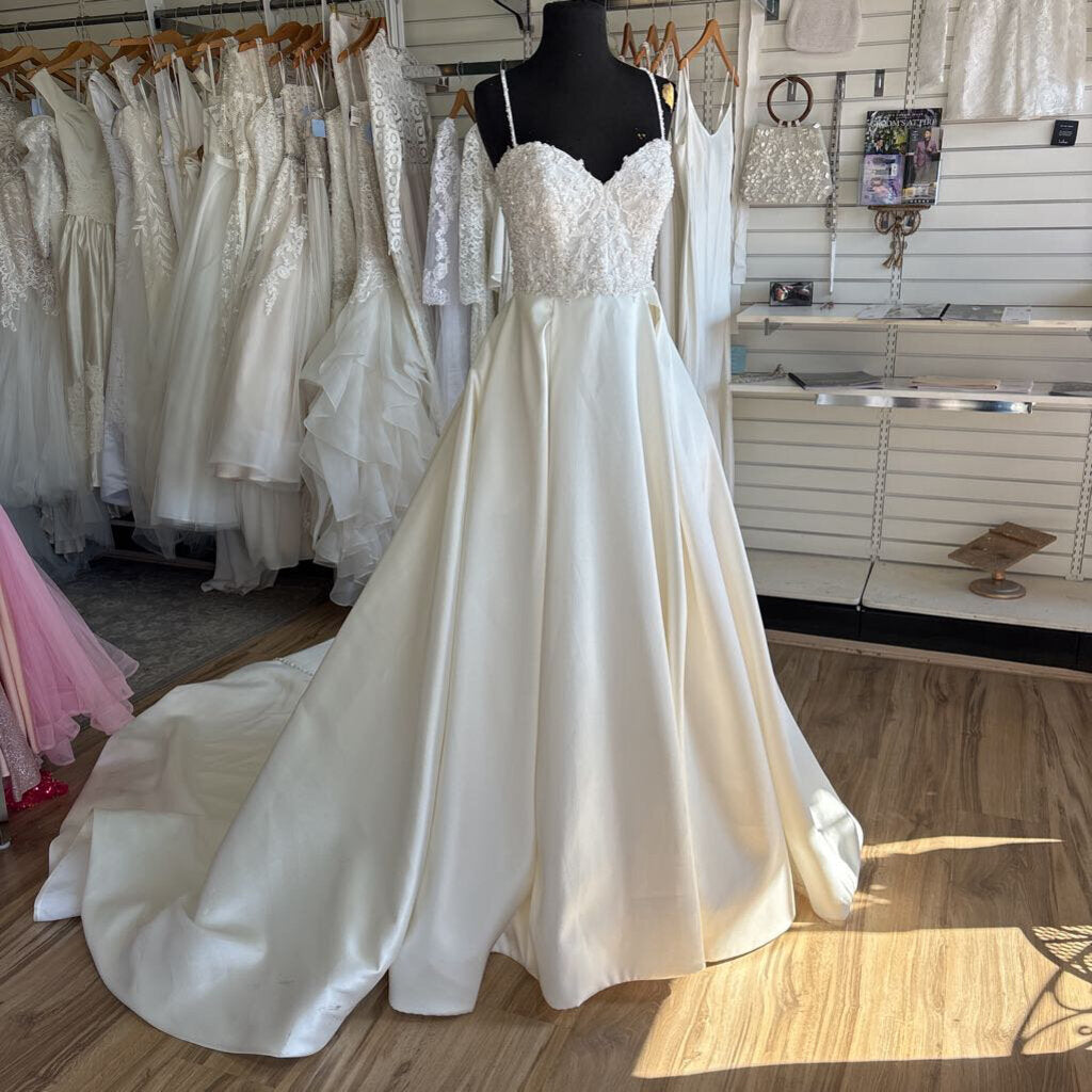 Jasmine Beaded Top Sateen Twill Wedding Dress 12