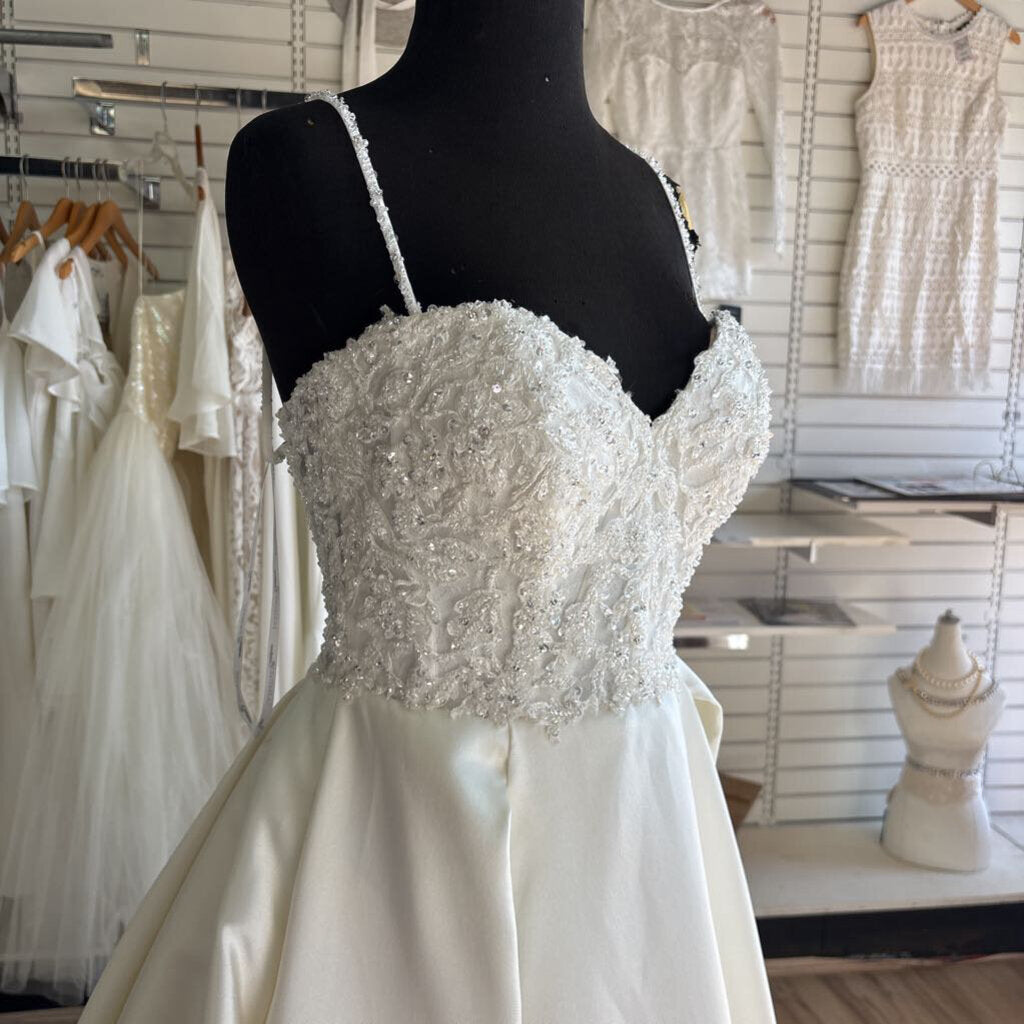 Jasmine Beaded Top Sateen Twill Wedding Dress 12