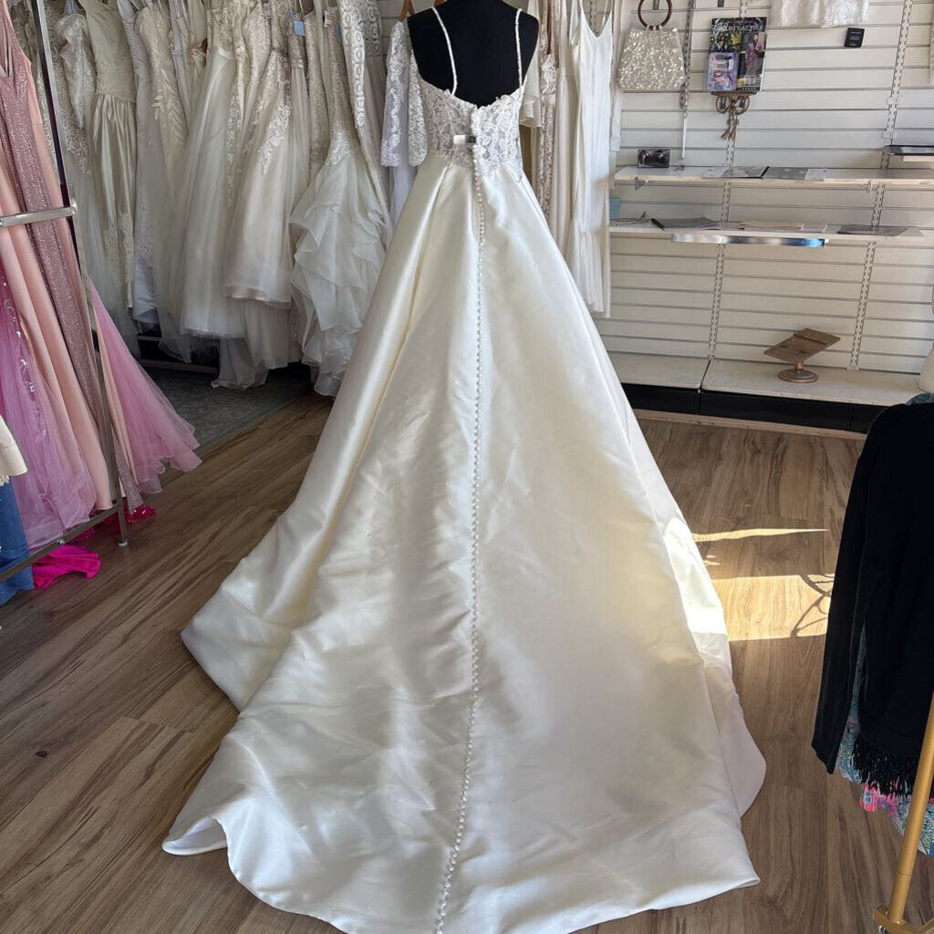 Jasmine Beaded Top Sateen Twill Wedding Dress 12